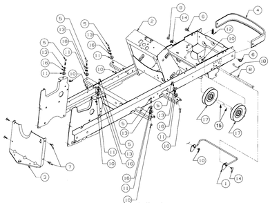 Frame And Drawbar Diagram and Parts List for LT2180 13A254G710-13A254G712 Cub Cadet Lawn Tractor